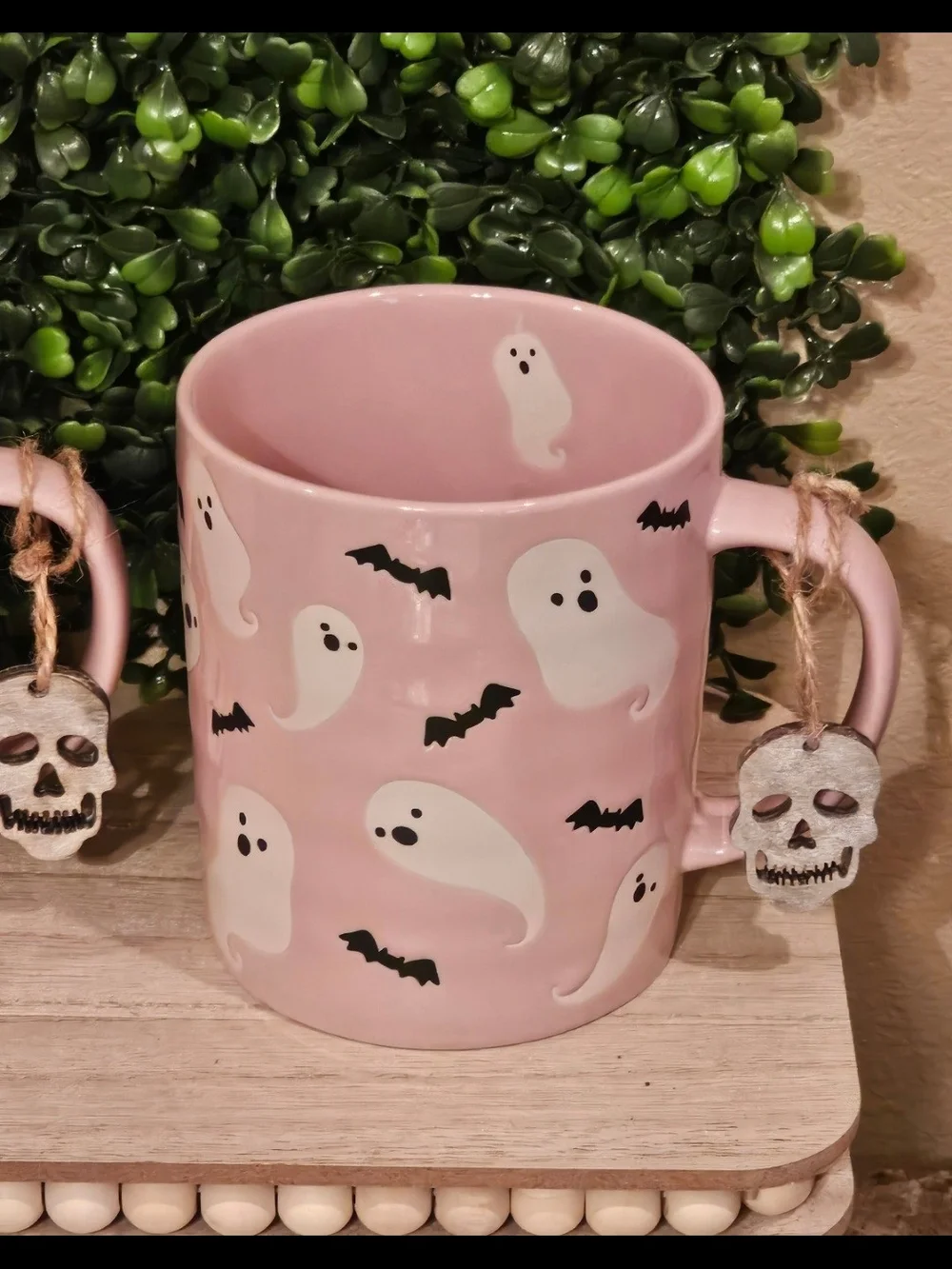 Pink Ghost & Bat Ceramic Mug Set by
